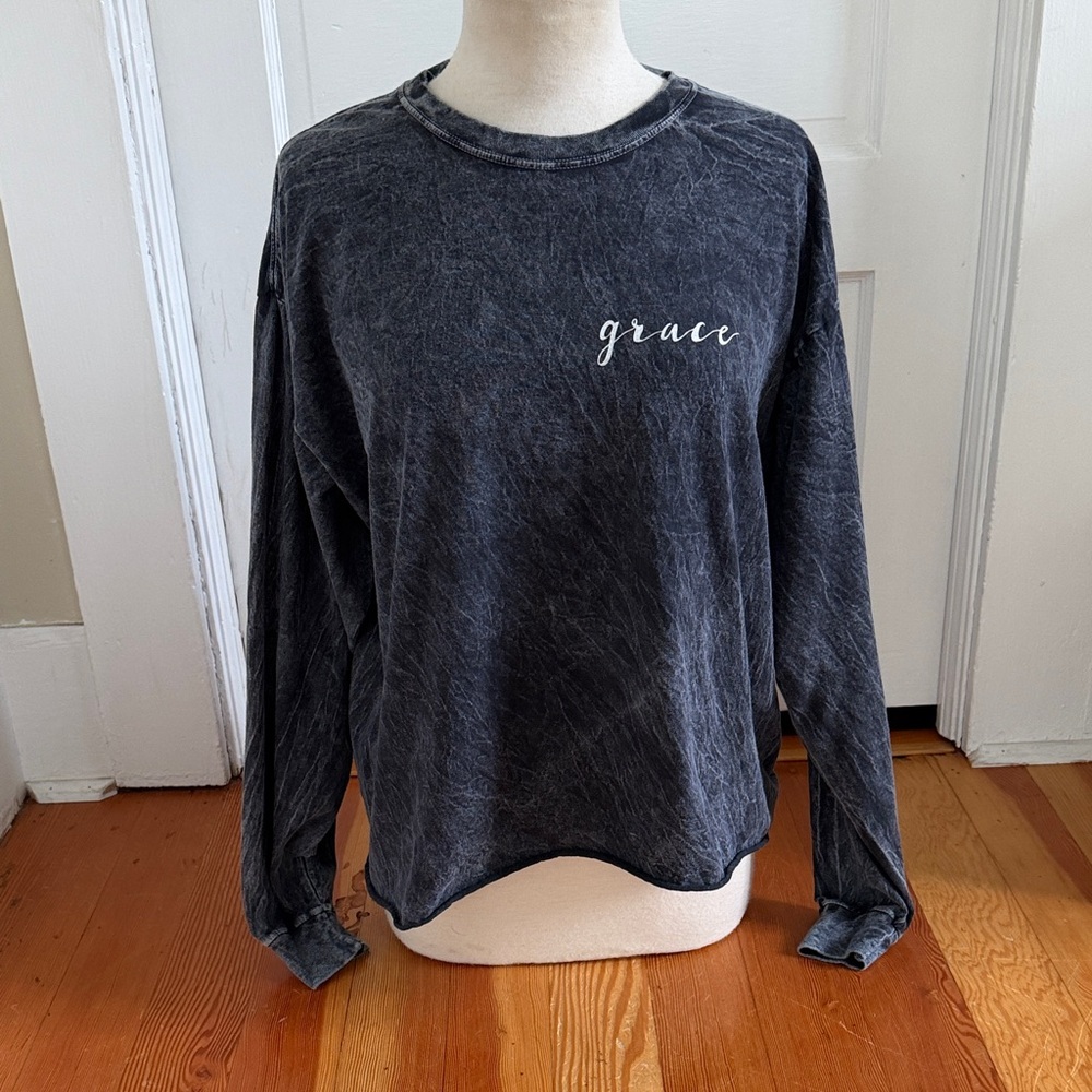 Fifth Sun Bleach Wash Long Sleeve Grace Tee Shirt XL